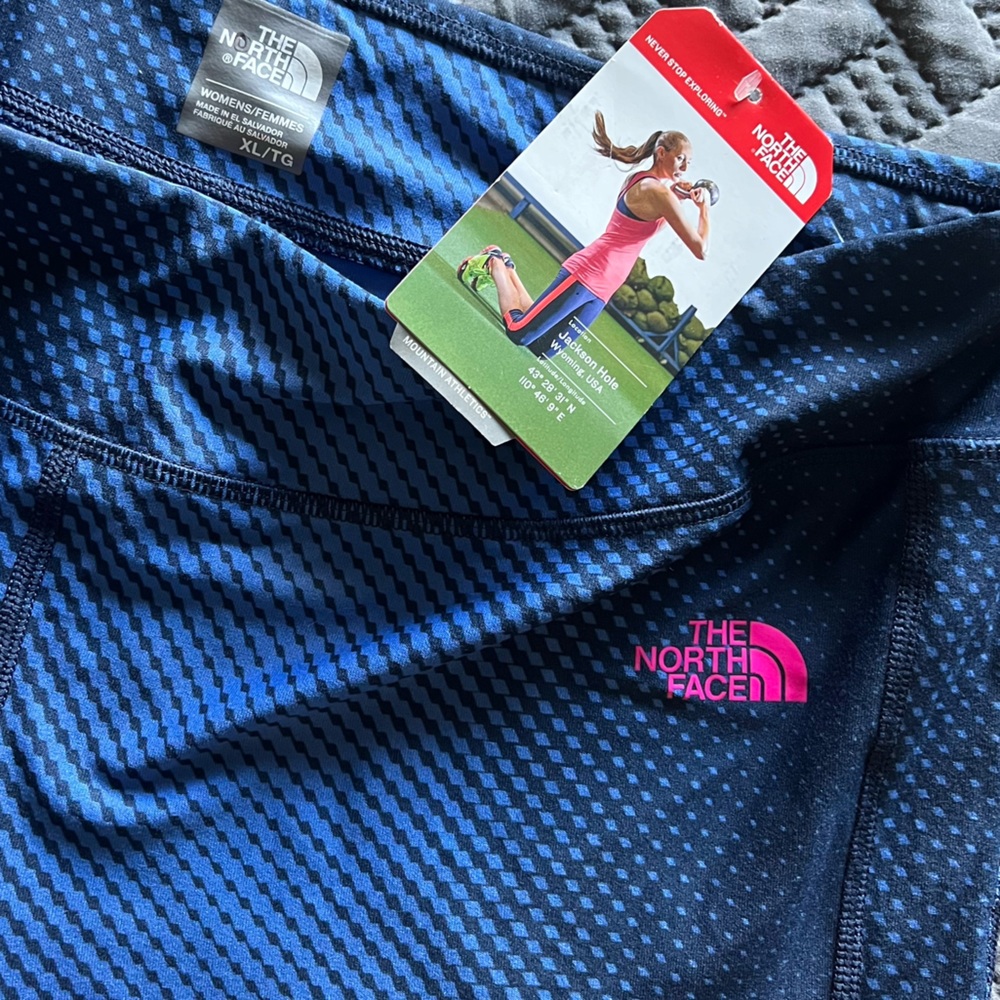 NORTH FACE blue pattern purse leggings size XL